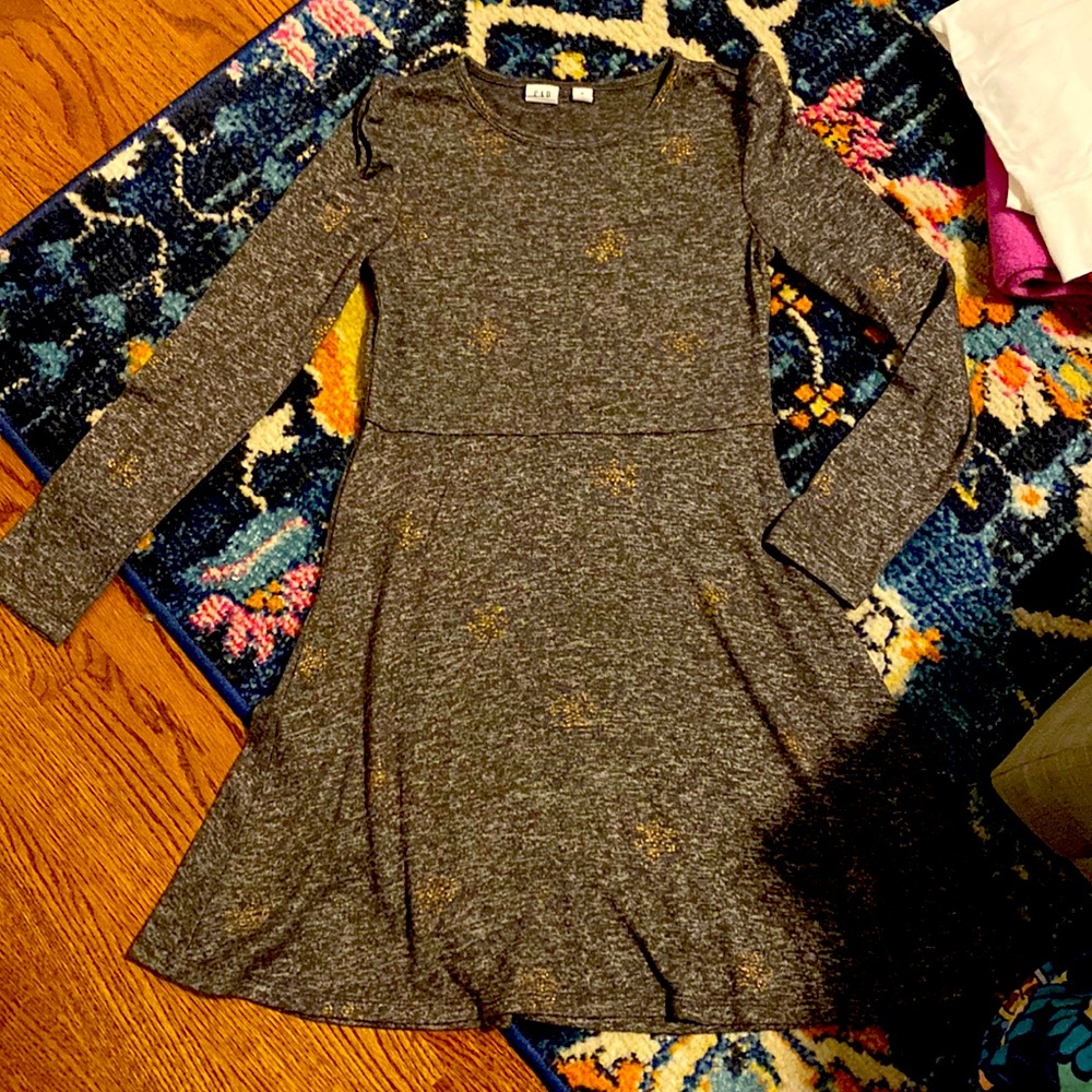 GAP dress size M (8) Gray with gold snowflakes